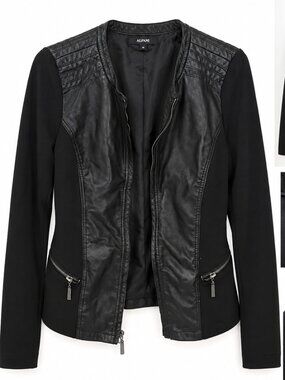 Alfani Black Faux Leather Moto Jacket – Size M